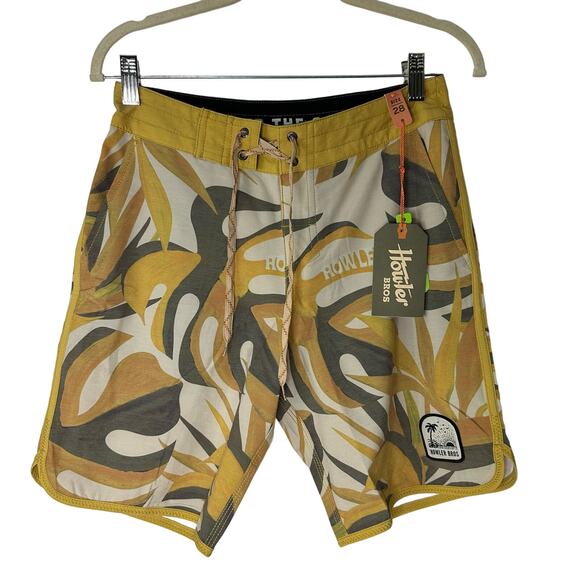 Howler Brothers Bruja Board Shorts Men's 28 Swim Trunks Monstera Mash NWT - Picture 1 of 5